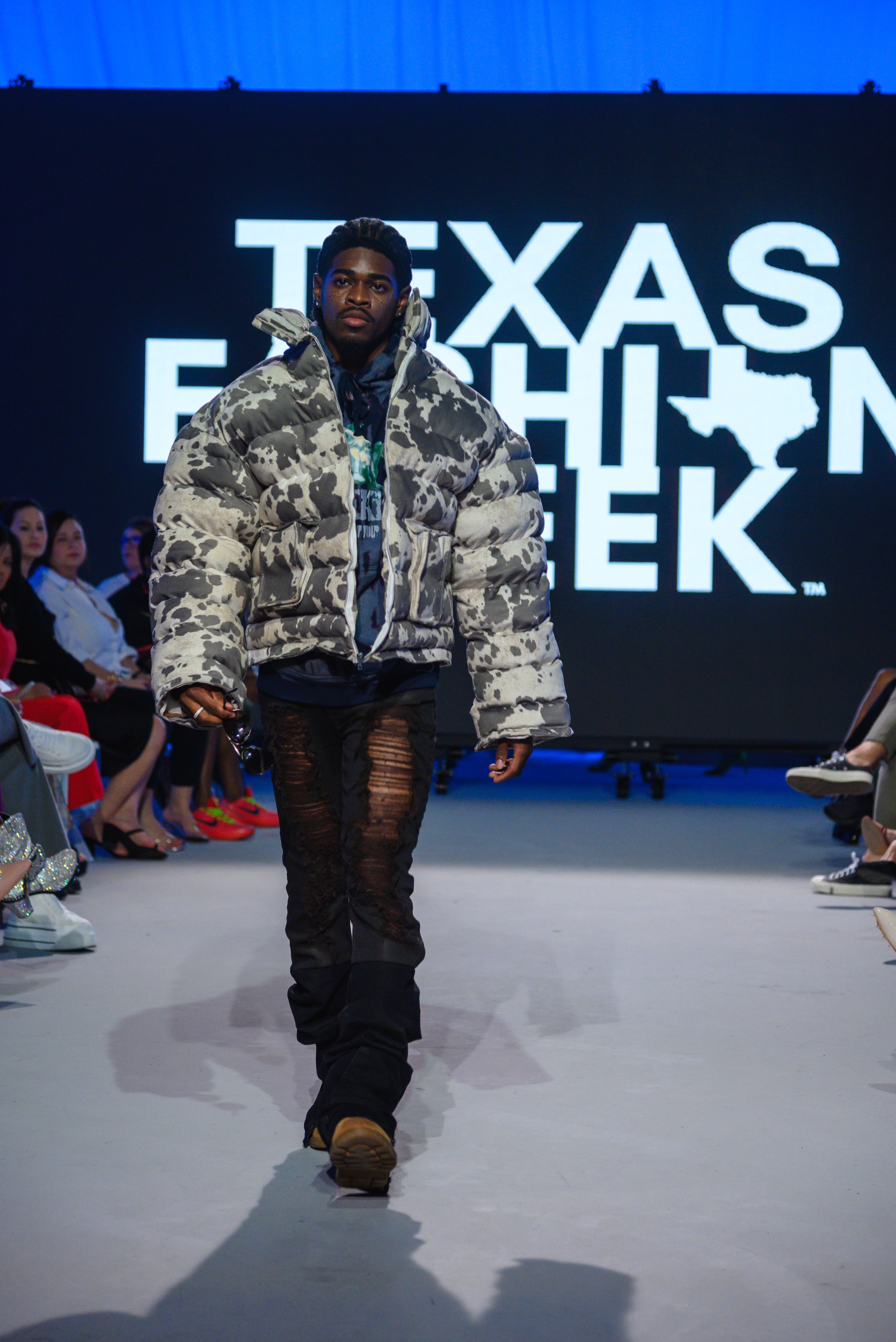 FREKLS Oversized Cow Print Puffer Jacket